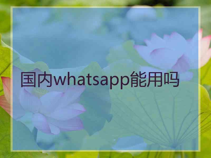 国内whatsapp能用吗