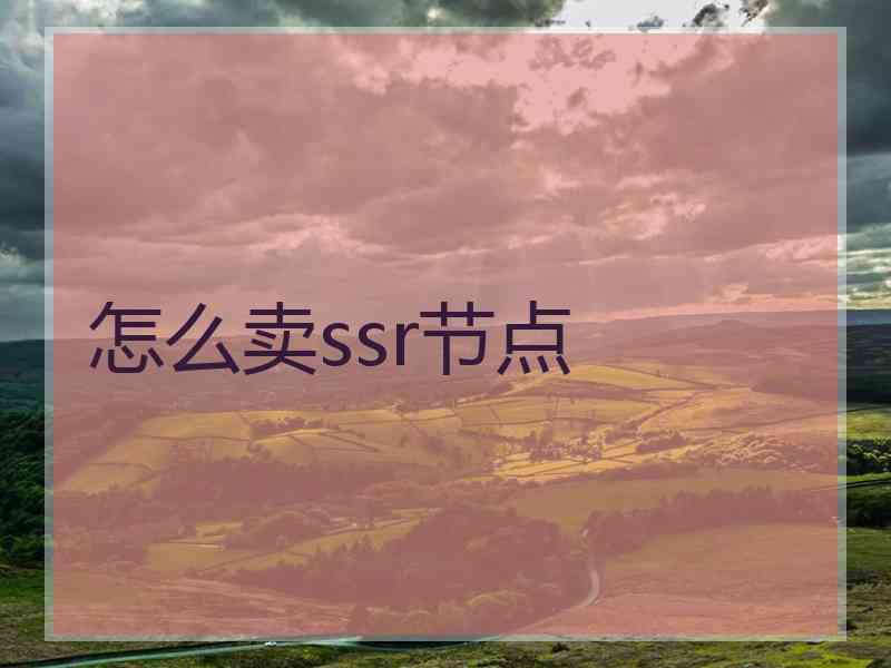 怎么卖ssr节点