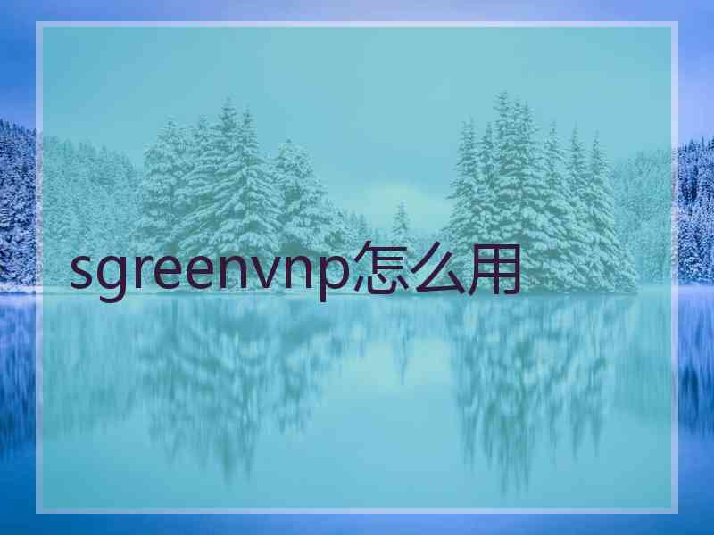 sgreenvnp怎么用